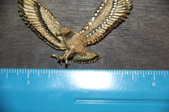 14K Gold American Eagle Pendant LARGE Unique very… - image 4