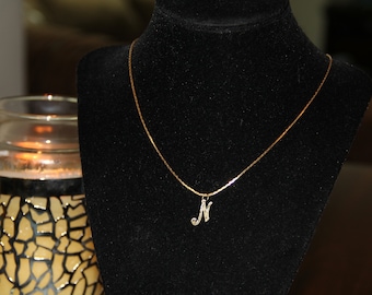 14K gold Initial Charms Vintage New letters N or S or T or W Vintage Gold New Charm pendant Great gift Diamond Cut from the 190&#39;s Lovely
