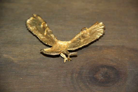 14K Gold American Eagle Pendant LARGE Unique very… - image 6