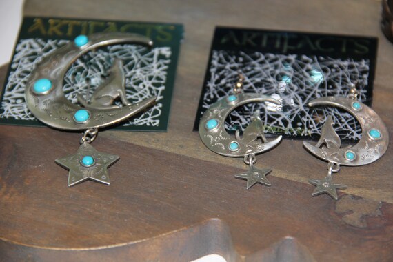 JJ Jonette Coyote Moon Pin and Earring Set Vintag… - image 2