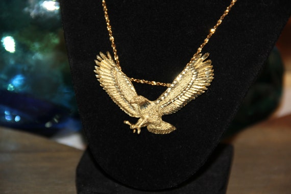 14K Gold American Eagle Pendant LARGE Unique very… - image 1