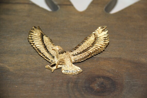 14K Gold American Eagle Pendant LARGE Unique very… - image 7
