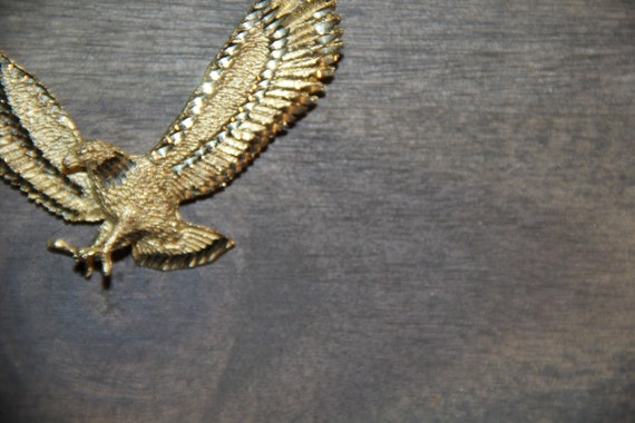 14K Gold American Eagle Pendant LARGE Unique very… - image 3