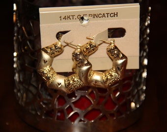 14K Gold Filled Vintage New Hoop earrings Very Light Door Knockers Vintage New from the 1990&#39;s Fun Unique Gift Gold Filled Earrings