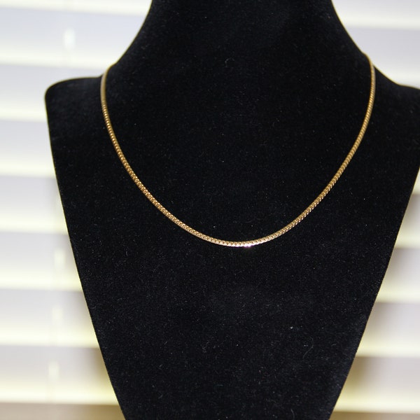 12K Gold Filled flat Herringbone necklace New 18" Vintage New from the 1990's lovely gift Herringbone chain great for charms strong