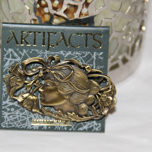JJ Jonette Artifacts Vintage New Brooch/Pin Bronzed lady Art Nouveau Rare Lovely Unique JJ Jonette Pin