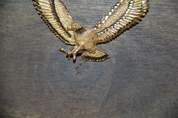 14K Gold American Eagle Pendant LARGE Unique very… - image 5