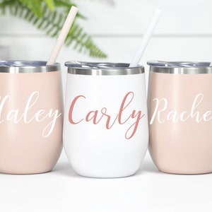 Wine Tumbler, Custom Wine Cup, Personalized Wine Tunbler, Bachelorette Party Favors Personalized Wine Glass Wine image 1