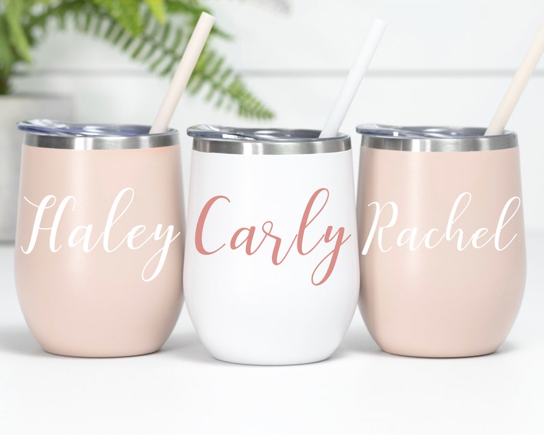 Wine Tumbler, Custom Wine Cup, Personalized Wine Tunbler, Bachelorette Party Favors Personalized Wine Glass Wine image 1
