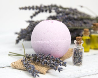 Lavender Bath Bomb - Bathroom Gift, Wellness Gift Box Items, Skincare Gift Set, Calming Bath, Gift for Nurse, Relaxing Gifts, Wellbeing Gift