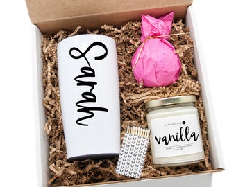 Custom Happy Birthday Tumbler Gift Box, Tumbler Gift Box, Friendship Gift, Birthday Gift Box, Gift for Her, Care Package