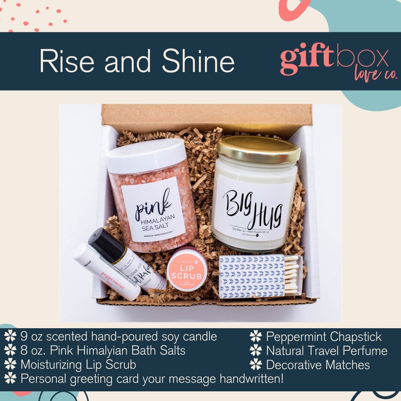 Valentine's Day Spa Gift Box, Valentine's Gift for Her, Custom Gift Box, Gift for Women, Spa Gift Box, Care Package, Friendship Gift Box Rise & Shine Box