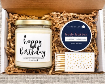 Happy Birthday Gift Box, Care Package, Spa Care Package Candle, Happy Birthday Spa Gift Box, Custom Birthday Care Package