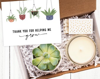 Teacher Appreciation, Gift Box, Teacher Gift, Live Succulent, Succulent Gift Box, Care Package, Succulent, Thank you for Helping Me Grow