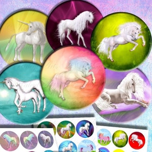 Unicorn,cupcake,circles,printable,card making, journal ,digital for glass, resin, pendents, jewelry, 36 designs, DIY, cards, buttons,magnets