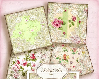 Lace, Coasters, square, vintage, journal, card making, decoupage, magnets, scrapbook, bezel, trays, ephemera, victorian,nostalgic,DIY