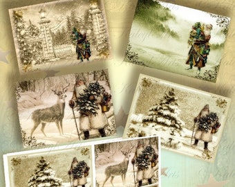 Vintage christmas, victorian, greeting card, gift tags, santa claus, nostalgic, epherma, printable, DIY, advent, collage, christmas