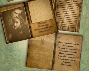 printable, twilight,saga, inspired, planner pages, edward, vintage, victorian, collage, pages, B6, FPG, PDF,journal