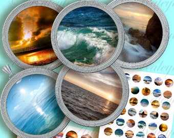 cabochon, 1 "(25mm), 1.5" (38mm), printable, circle, pictures, photos, water, sea, ocean,digital,for glass,resin,pendants,jewelry,48 designs
