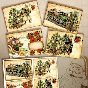 Vintage weihnachten,viktorianisch,Grußkarte, Geschenkanhänger,Weihnachtsmann,nostalgisch, Epherma,briefpapier,druckbar,DIY, advent,collage