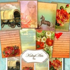 Amore zingaro,stampabile,ATC,B6,Digitale,Effimero,vintage,shabby chic,Collage,download digitale,mappe,pagine di giornale, scrapbook,clipart,Planner,