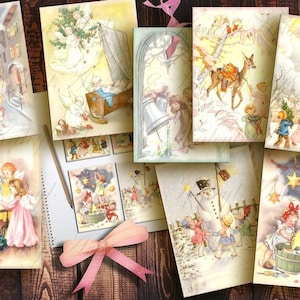 Kerstmis, vintage shabby chic nostalgie ATC JPG en PDF winter Victoriaanse cadeaulabel wenskaart kaart afdrukbaar maken