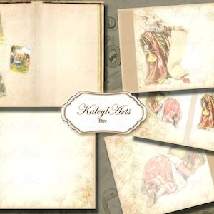 Alice im Wunderland,druckbar, journal, Album,scrapbook,Tagebuch,druckbare Seiten,märchen,auch faltbar, JPG,PDF,Ephemera,vintage,shabby chic