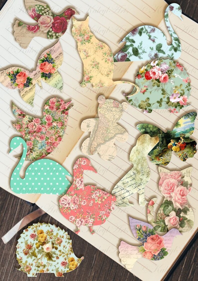Animals for card making scrapbook vintage gift tags small, printable pages album scrapbook card decoration shabby chic ornament