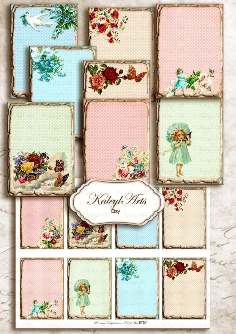 gift tags jewelry holder vintage shabby chic printable,romantic tags french greeting card victorian Atc buttons notes invitation