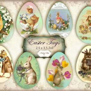 Ostern,Geschenkanhänger,Karten,vintage, digitale Collage Blatt ,Instant Download ,druckbare ,Kaninchen ,Hasen,Eier,Osterkarte,viktorianisch
