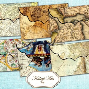 Maps, world maps,envelopes,scrapbook,stationery,ephemera,journal,printable, 6x4 inches, vintage, 6 designs, paper, collage,instant download