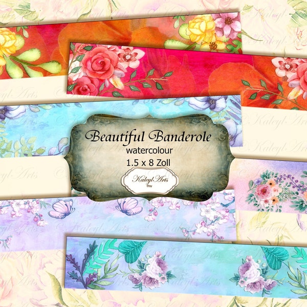 Watercolor, banderole, soap, envelope, packaging, cosmetics, 8x1.5 inches, printable, floral, labels, labeling, soap wrap, boho, gift,