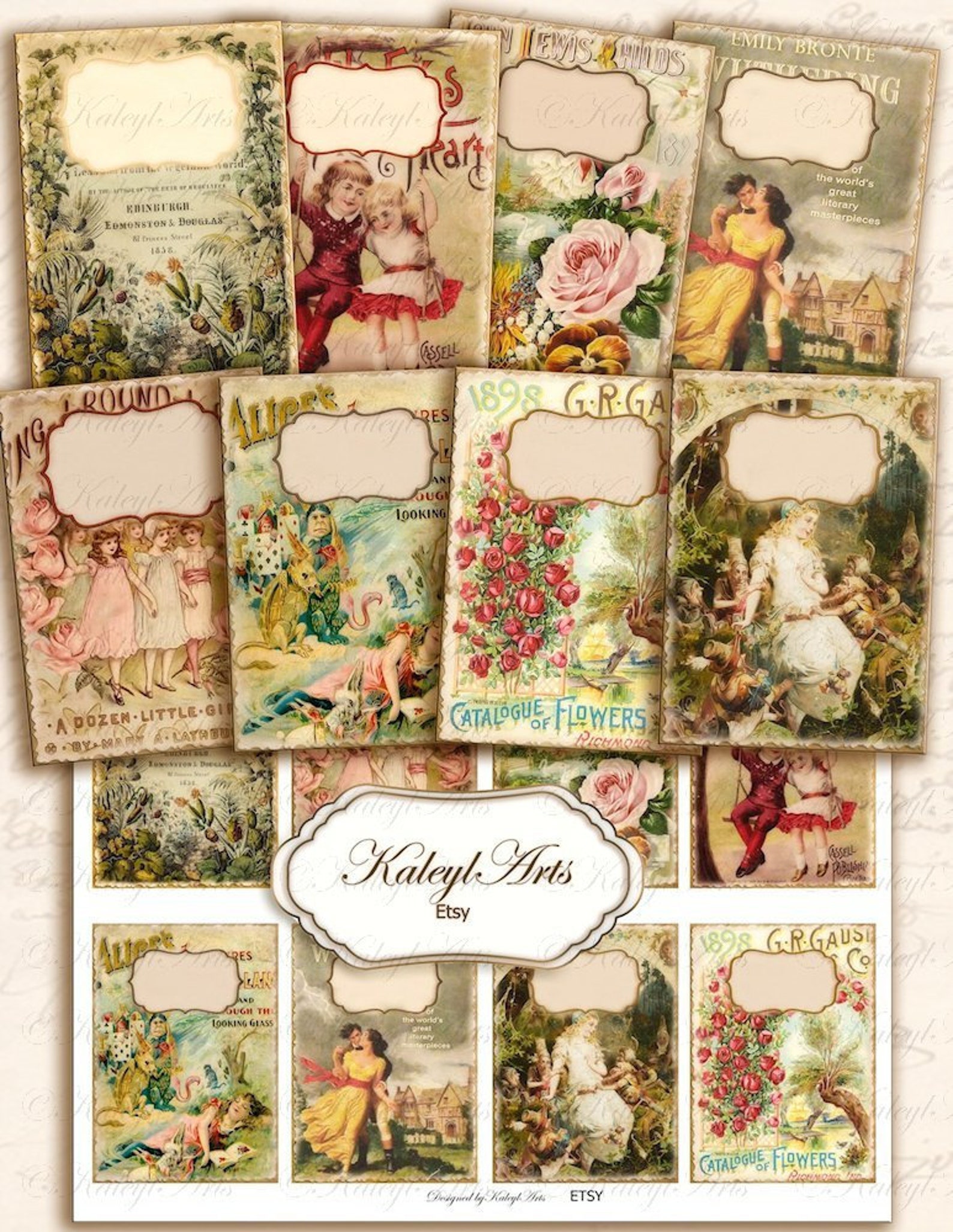 Printable Old Book Cards Vintage Shabby Chic Fairytale - Etsy