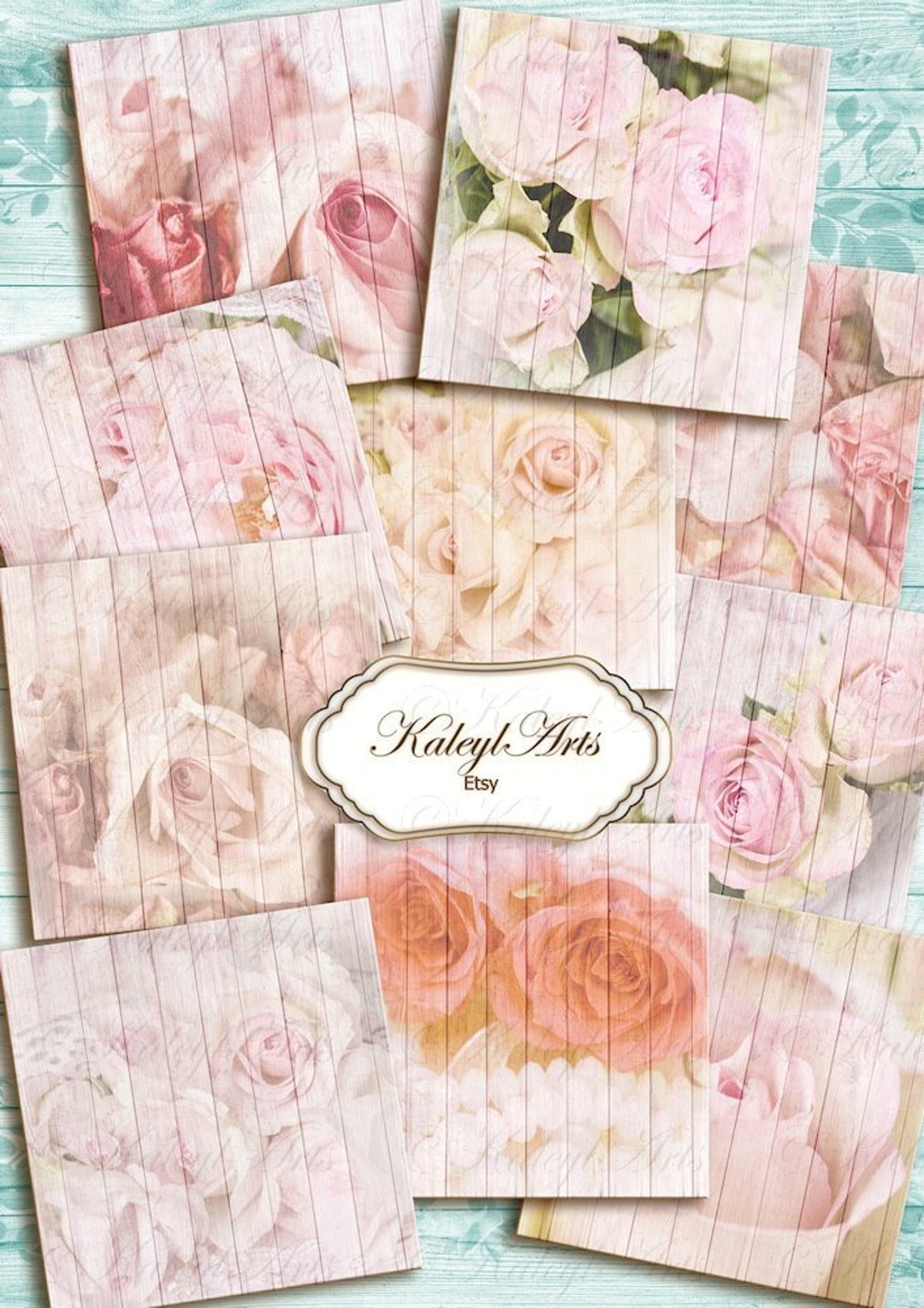 Printable, Paper, Roses on Wood, Vintage Shabby Chic, Victorian ...