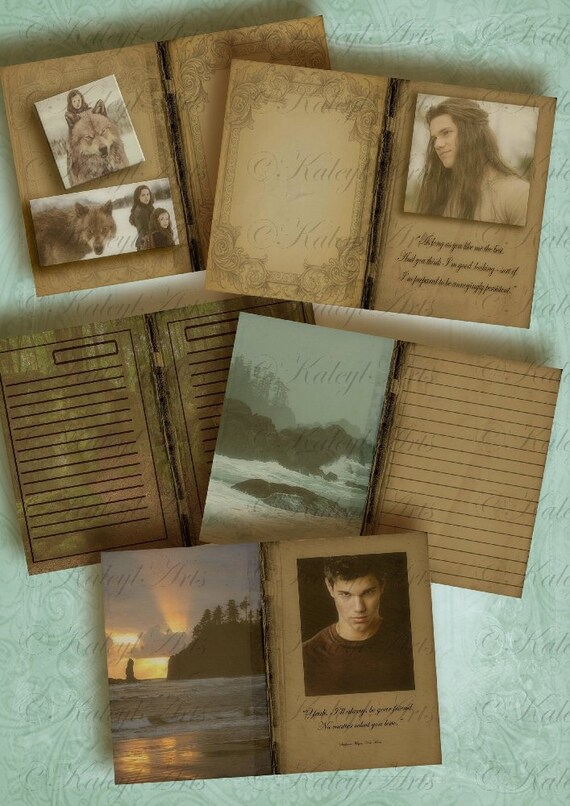 druckbare planer seiten,wolf, jacob,, twilight, saga, inspiriert, JPG, PDF, collage, B6, vintage,forever, cullen,Bella, Edward,journal