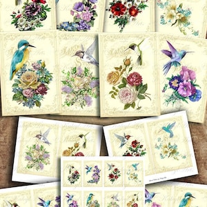 Hummingbird, victorian, vintage, journal, B6, ATC, printable cards, invitation, printable, scrapbook, stationery, cards, roses, floral