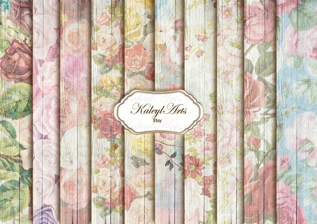 Printable, Paper, Roses on Wood, Vintage Shabby Chic, Victorian ...
