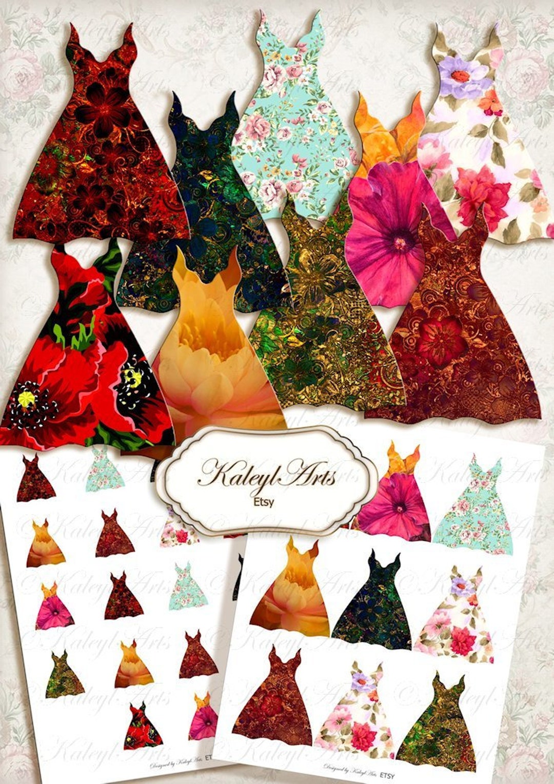 Printable, Dress, Card Making, Vintage, Shabby Chic, Scrapbook, Gift ...