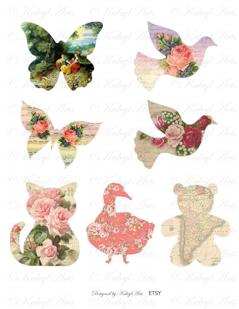 Animals for card making scrapbook vintage gift tags small, printable pages album scrapbook card decoration shabby chic ornament