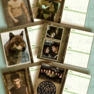 May include: A set of printable planner pages featuring images from the Twilight saga. The pages include a calendar, a to-do list, and a quote from the book. The pages are designed to be printed and used as a planner.