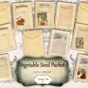 Vegetables,small envelopes,ephemera,seeds,sachets,vintage,packaging,scrapbook,instant download,envelope,printable,journal,nostalgic