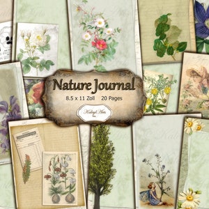 journal, nature, botany, garden, letter, vintage, country style, nostalgic, pages,printable,scrapbook,album,templates,plants,ephemera,diary