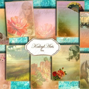 Gitan, imprimable, journal indésirable, kit, numérique, éphémère, vintage, shabby chic, chevaux, collage, téléchargement instantané, DigiKit, papier, journal, scrapbooking