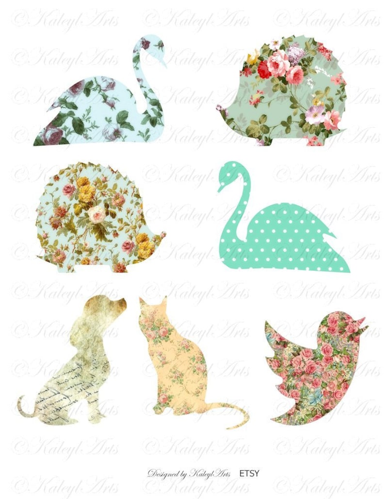 Animals for card making scrapbook vintage gift tags small, printable pages album scrapbook card decoration shabby chic ornament