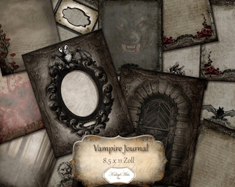Vampire, journal, mystical, album, printable, vintage, shabby chic, pages, templates, printable, diary, notebook, Gothic, download,