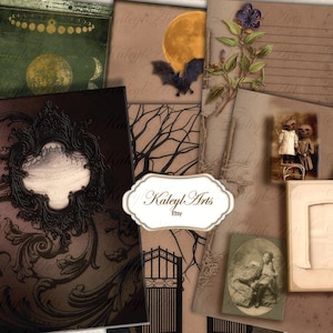 Dark Journal, book of shadows, journal, grimoire, diary, old Photos,scrapbook, album,printable,vintage,shabby chic,pages,templates,halloween