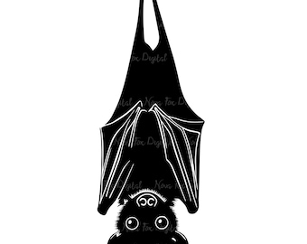 Hanging Bat Clipart: SVG PNG JPG (Digital Download)