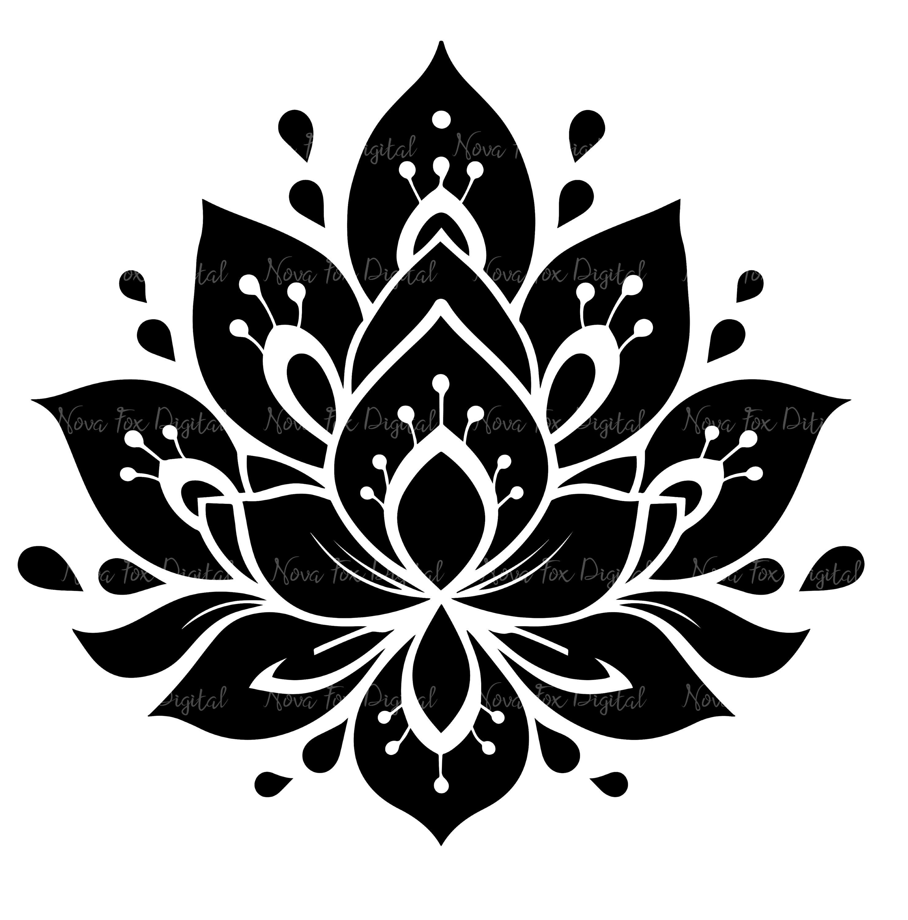 蓮の花の曼荼羅のクリップアート：SVG、PNG、JPG（デジタル