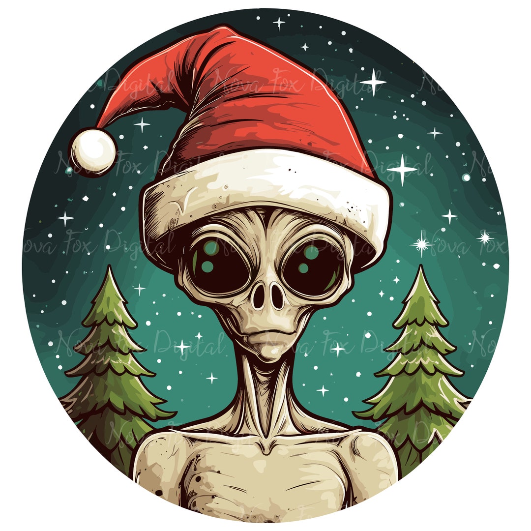 Christmas Alien PNG, SVG, JPG Digital Download Great for Sublimation Design or Sticker Design