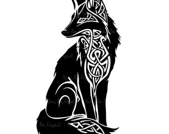 Celtic Fox SVG PNG JPG (Digital Download) Fox Clipart